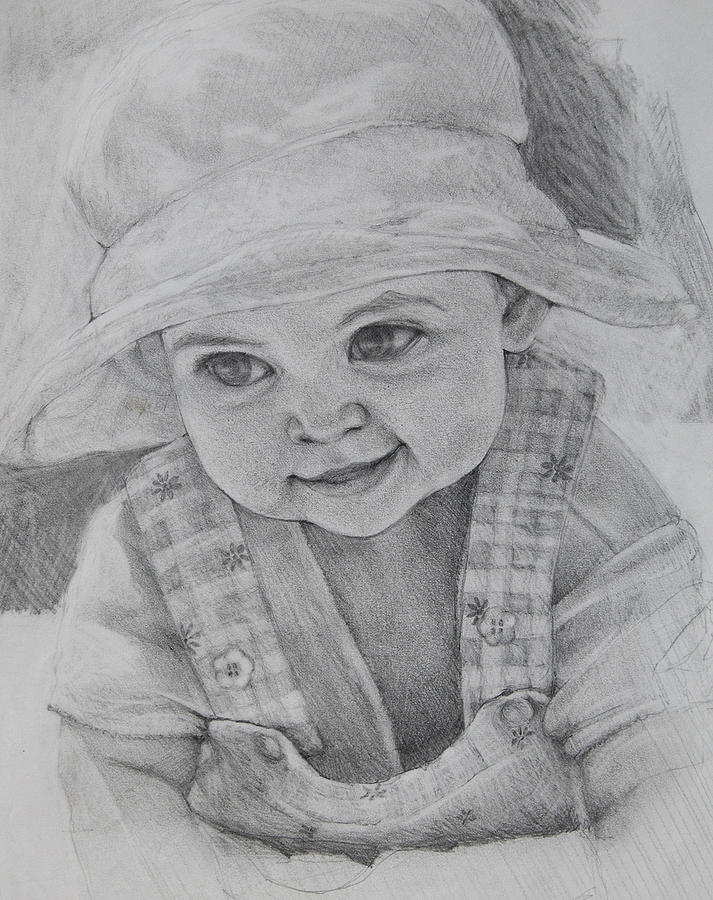 Baby Meg Drawing by Jani Freimann