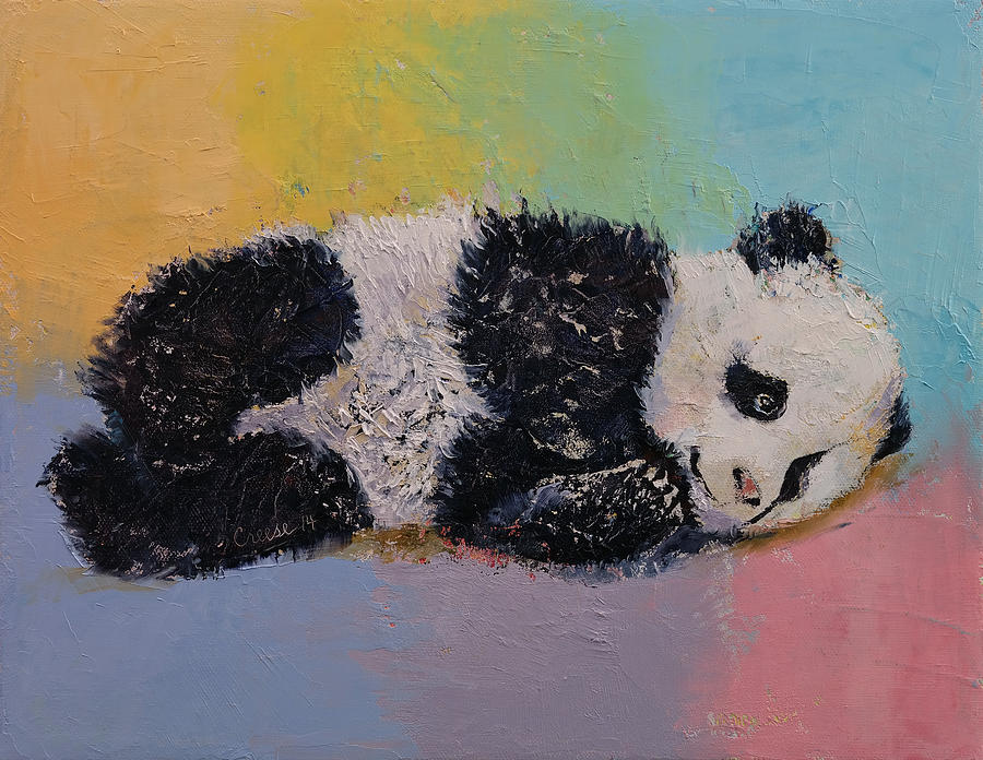 Animal Painting - Baby Panda Rainbow by Michael Creese