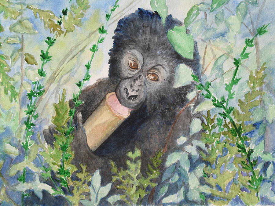 Wildlife Painting - Baby Mountain Gorilla by Patricia Beebe