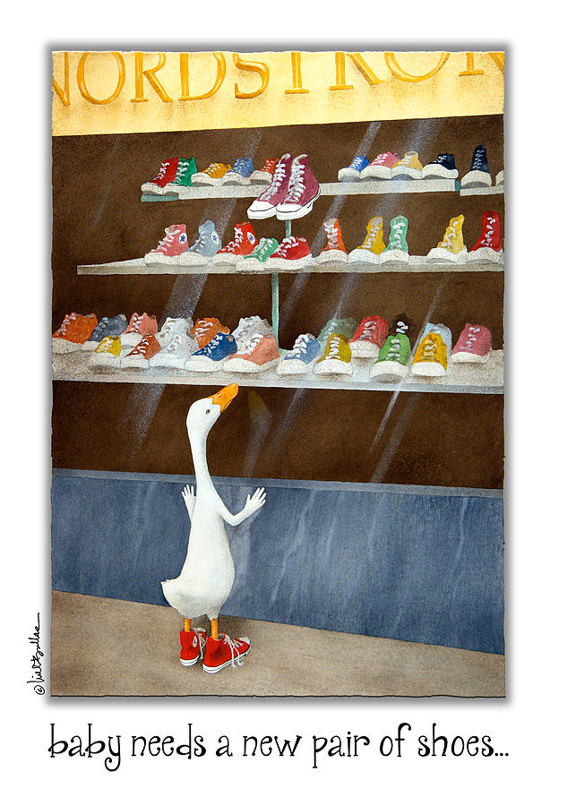 Duck Painting - baby needs a new pair of shoes...NOTECARD by Will Bullas