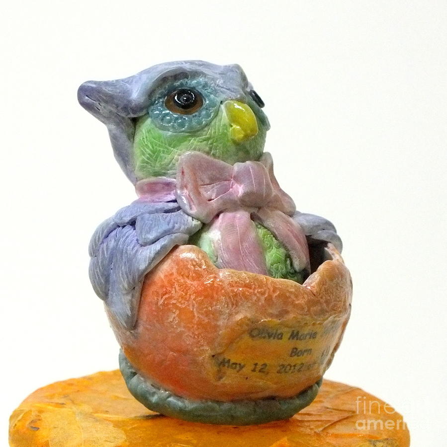Baby Owl Hatching Sculpture by Melissa Bittinger