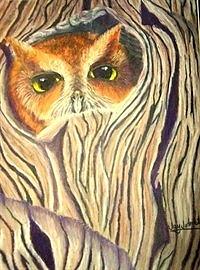 Baby Owl in Tree Painting by Jay Johnston