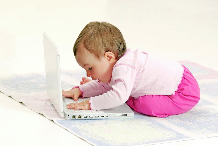 Baby Playing With A Laptop Computer Photograph by Science Photo Library Baby Playing With A Laptop Computer Photograph by Science Photo Library