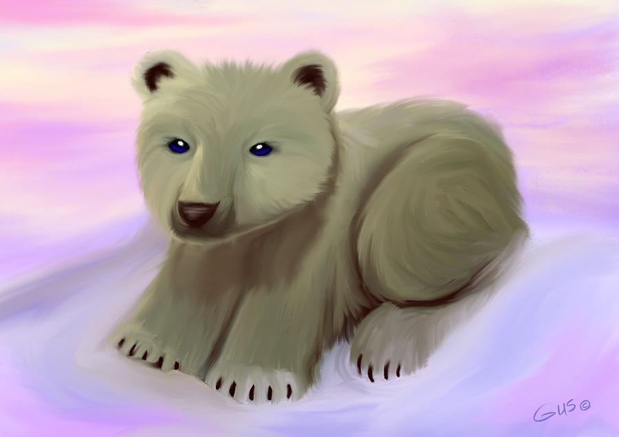 Baby Polar Bear Painting by Nick Gustafson