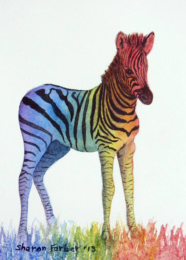 Baby Rainbow Zebra by Sharon Farber