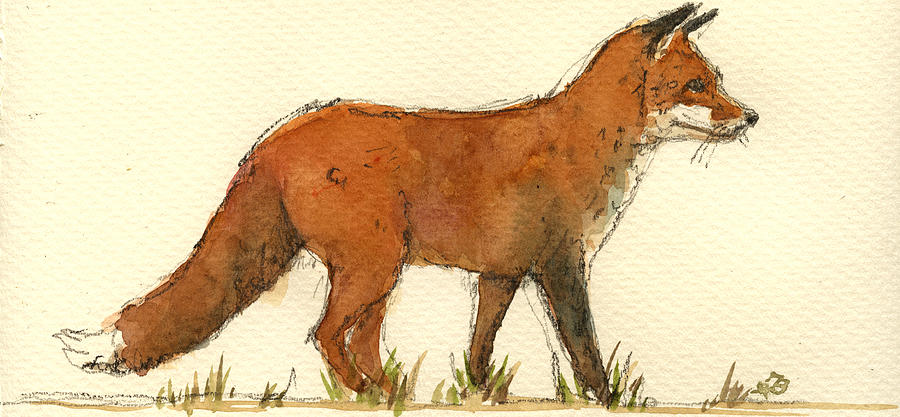 Wildlife Painting - Baby red fox by Juan  Bosco