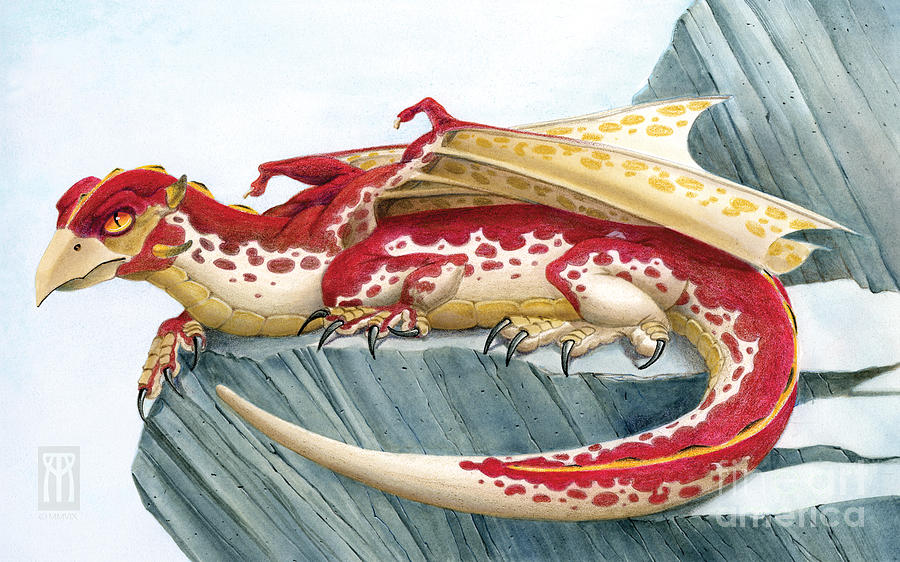 Baby Scarlet Spotted Dragon Mixed Media by Melissa A Benson