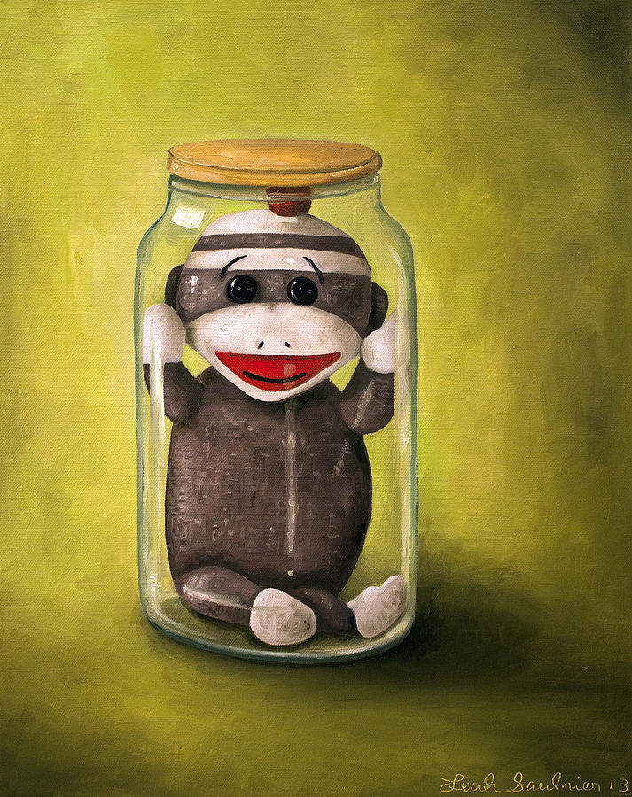 Baby Sock Monkey  Preserving Childhood 5 Painting by Leah Saulnier The Painting Maniac