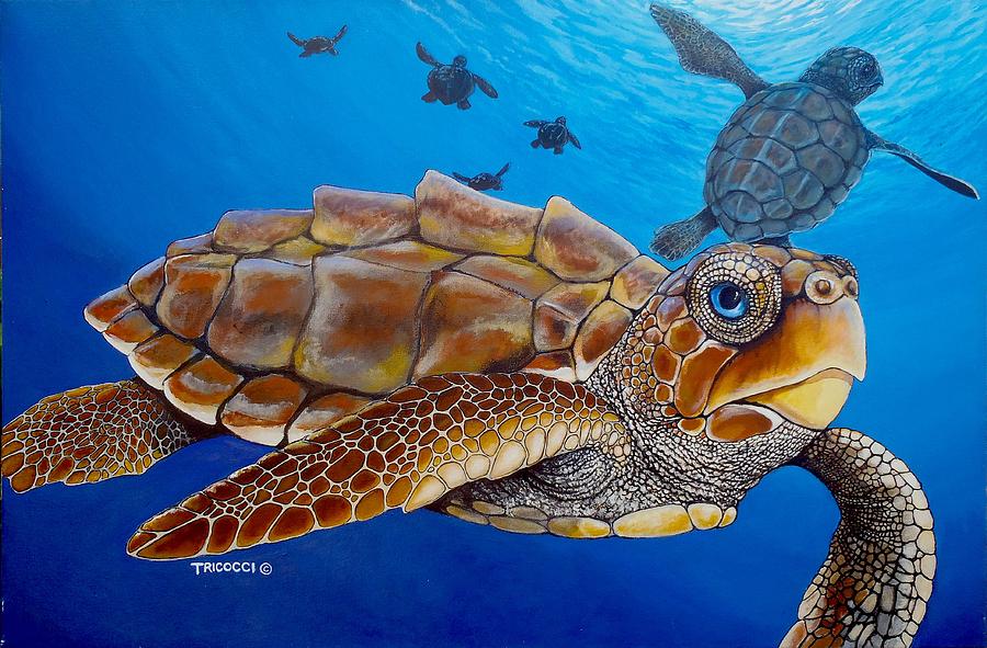 Baby Turtles Painting by Lina Tricocci - Pixels