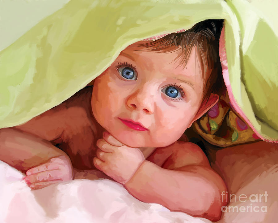 Baby Under Blanket Painting by Tim Gilliland