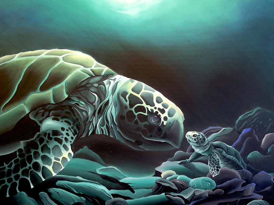 Turtle Painting - First Hello by William Love