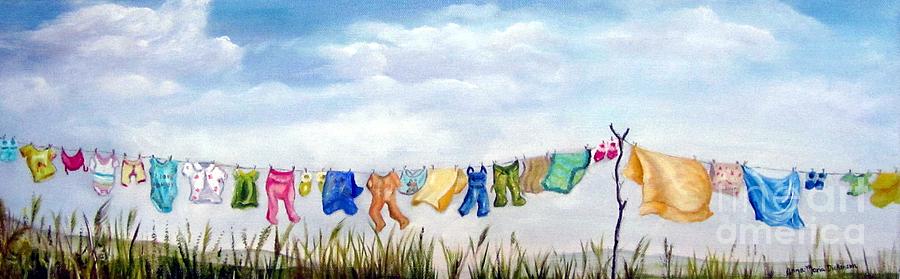 Babys clothesline Painting by AMD Dickinson