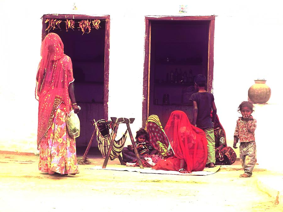 Summer Photograph - Babys Cradle in the Courtyard Indian Village Rajasthan 2 by Sue Jacobi