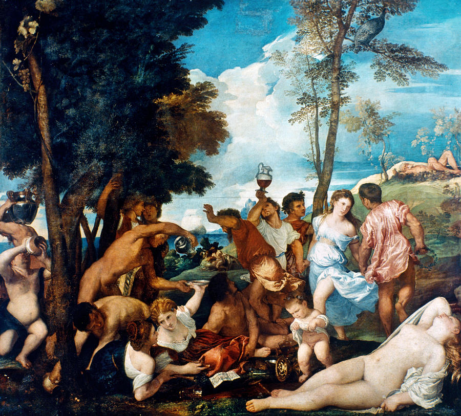 Bacchanal Of The Andrians #3 Painting by Titian