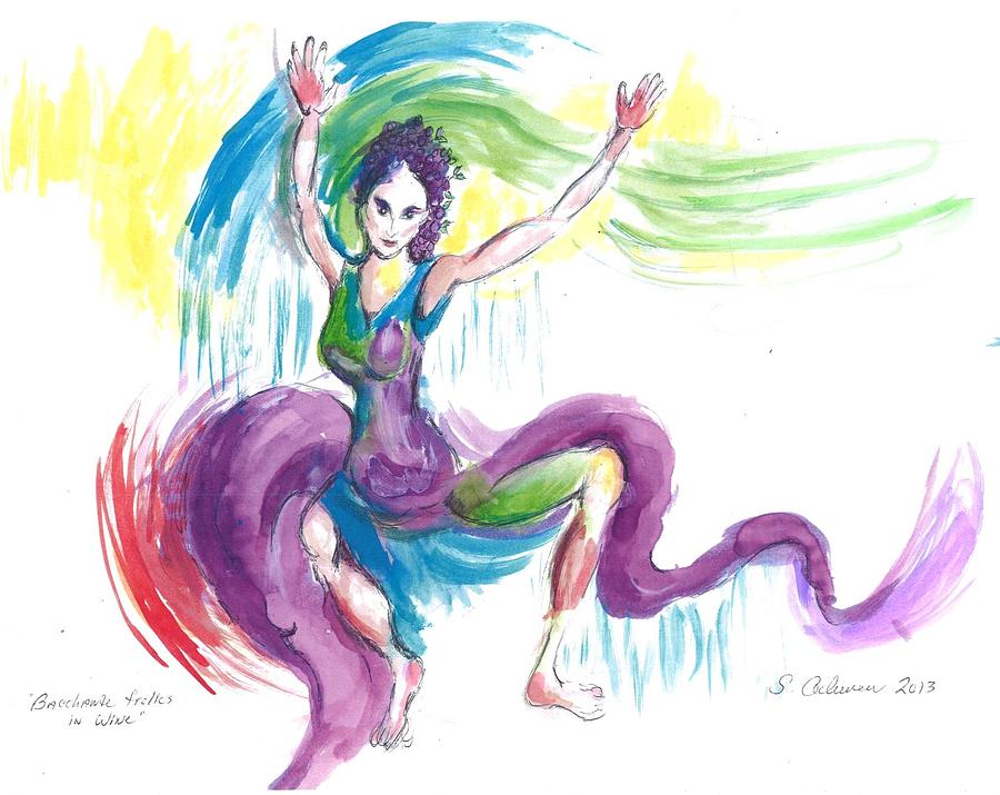Wine Painting - Bacchante frolics in Wine by Suzanne Ackerman