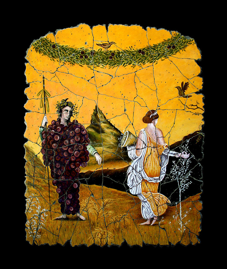 Greek Painting - Bacchus and Flora by Steve Bogdanoff
