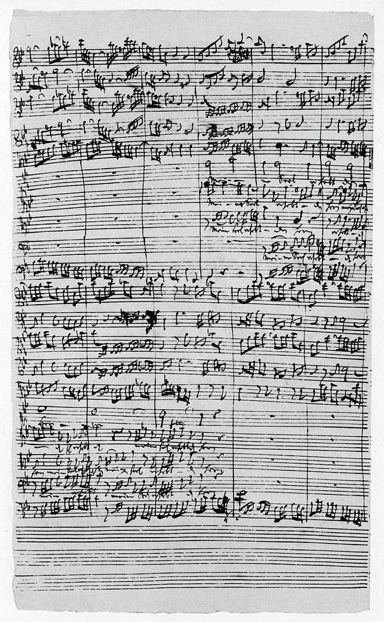 Bach Manuscript Drawing by Johann Sebastian Bach