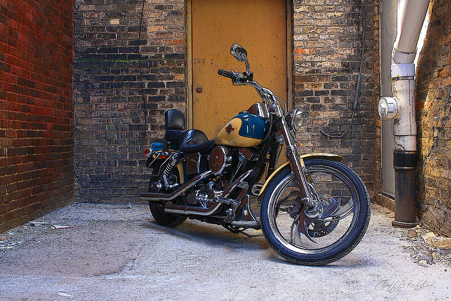 Back Alley Harley Digital Art by Geoff Strehlow