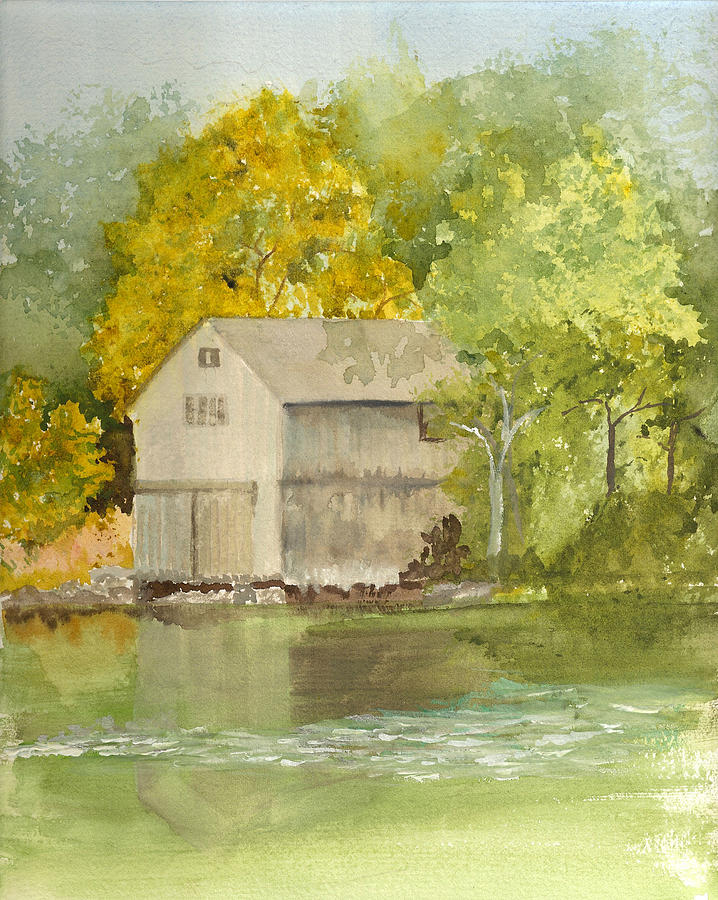 Back Cove Fish House Painting by Peggy Bergey