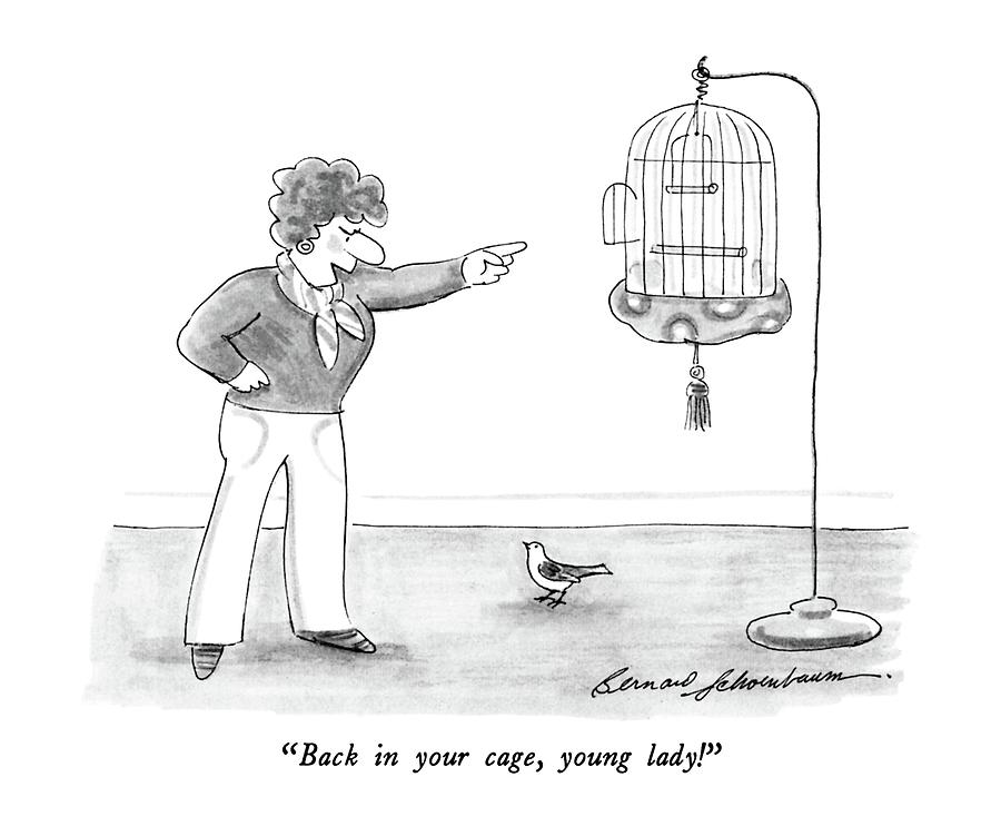 Back In Your Cage Drawing by Bernard Schoenbaum