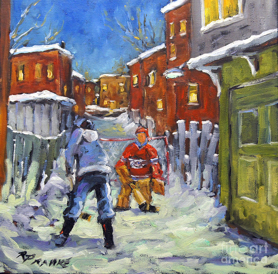 Back Lane Hockey Shoot Out by Prankearts Painting by Richard T Pranke