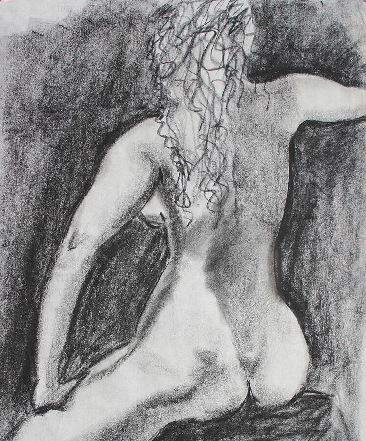 Female Figure Drawing - Back of a Seated Woman by Asha Carolyn Young