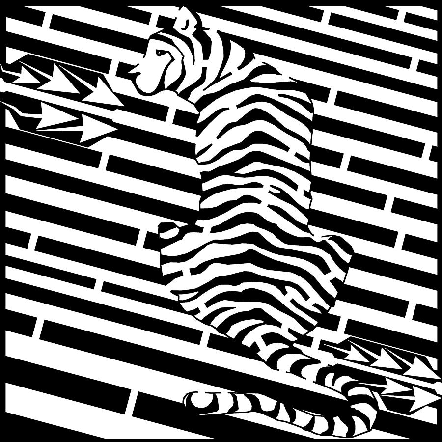 Tiger Digital Art - Back of The Tiger Maze by Yonatan Frimer Maze Artist