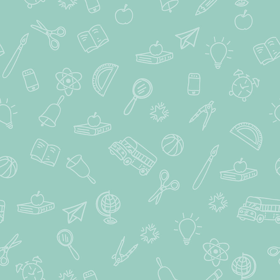 Back To School Supplies Background With Seamless Pattern Drawing by Diane Labombarbe