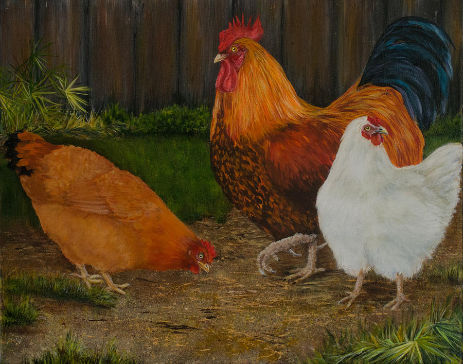 Back Yard Flock Painting by Nancy Lauby