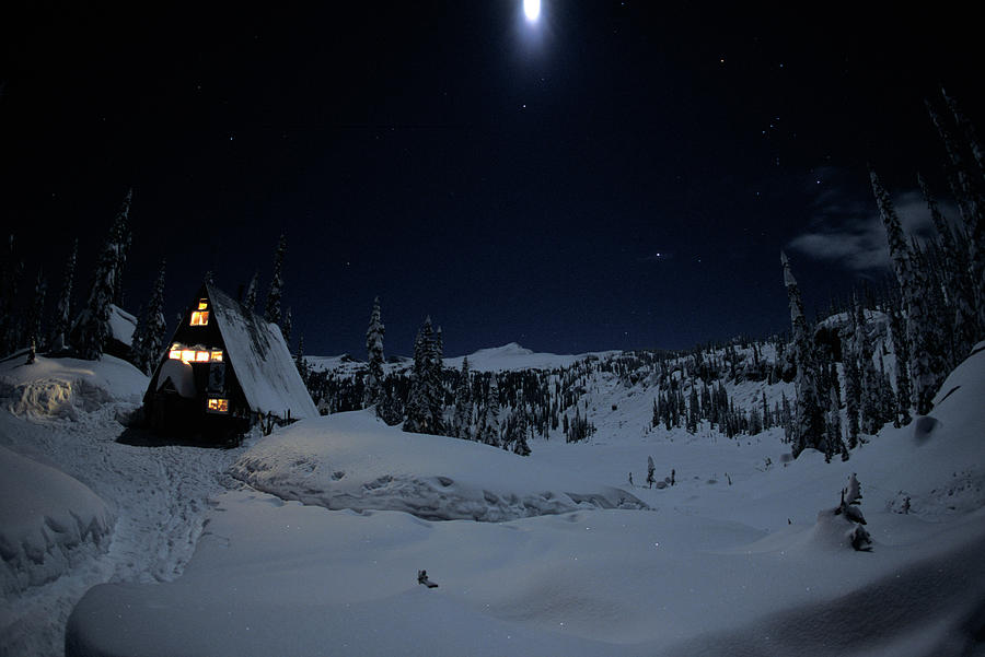 Mountain Photograph - Backcountry Hut At Night by Corey Rich