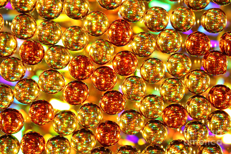 Abstract Photograph - Background Glowing Golden Balls by Alexandr  Malyshev