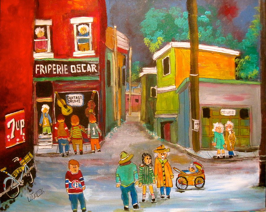 Backlanes Montreal Painting by Michael Litvack