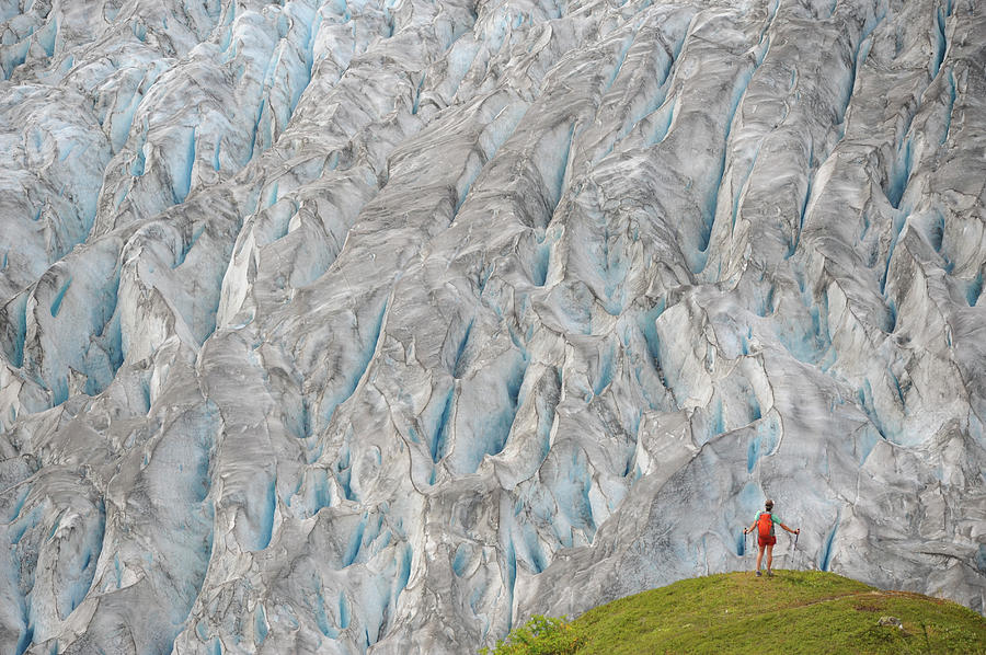 Kenai Fjords National Park Photograph - Backpacker Hikes The Harding Icefield by HagePhoto