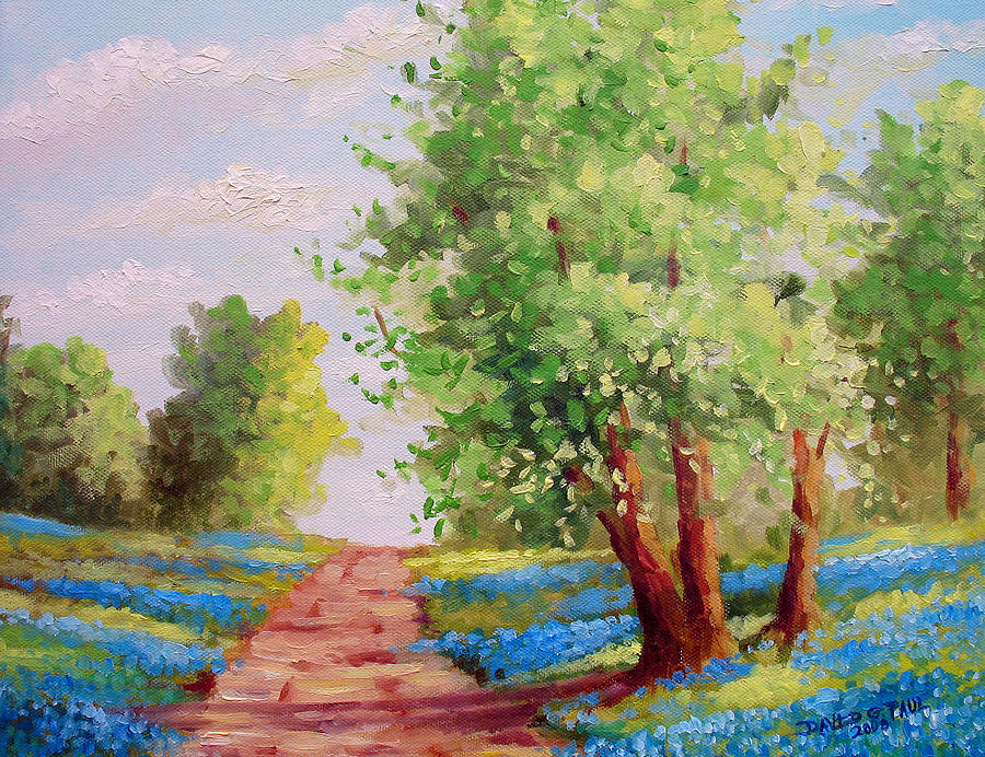 Backroad Bluebonnets Painting by David G Paul