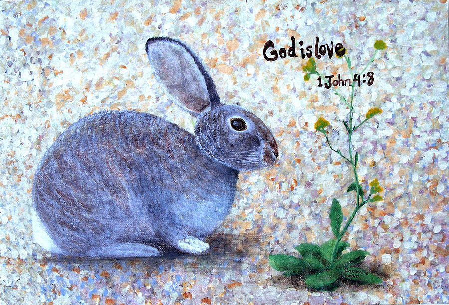 Backyard Bunny Painting by Catherine Saldana