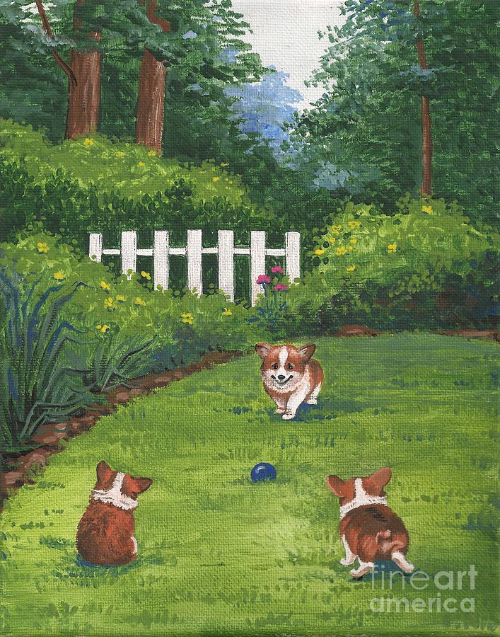 Backyard Pups Painting by Margaryta Yermolayeva
