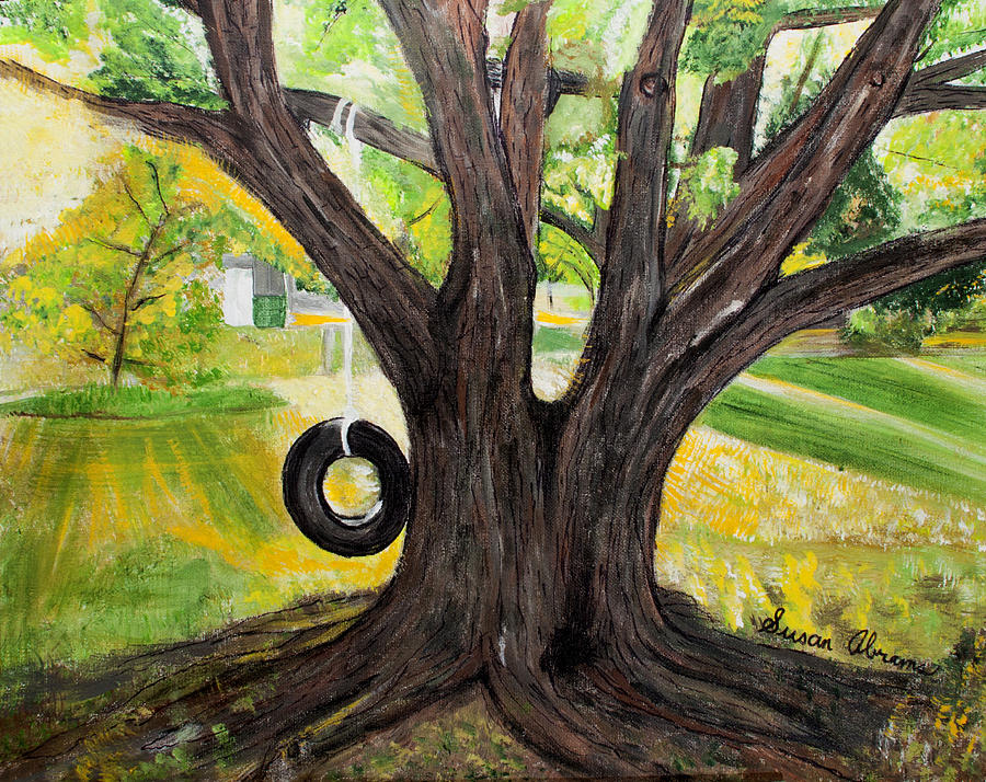 Tree Painting - Backyard Tree Memories by Susan Abrams