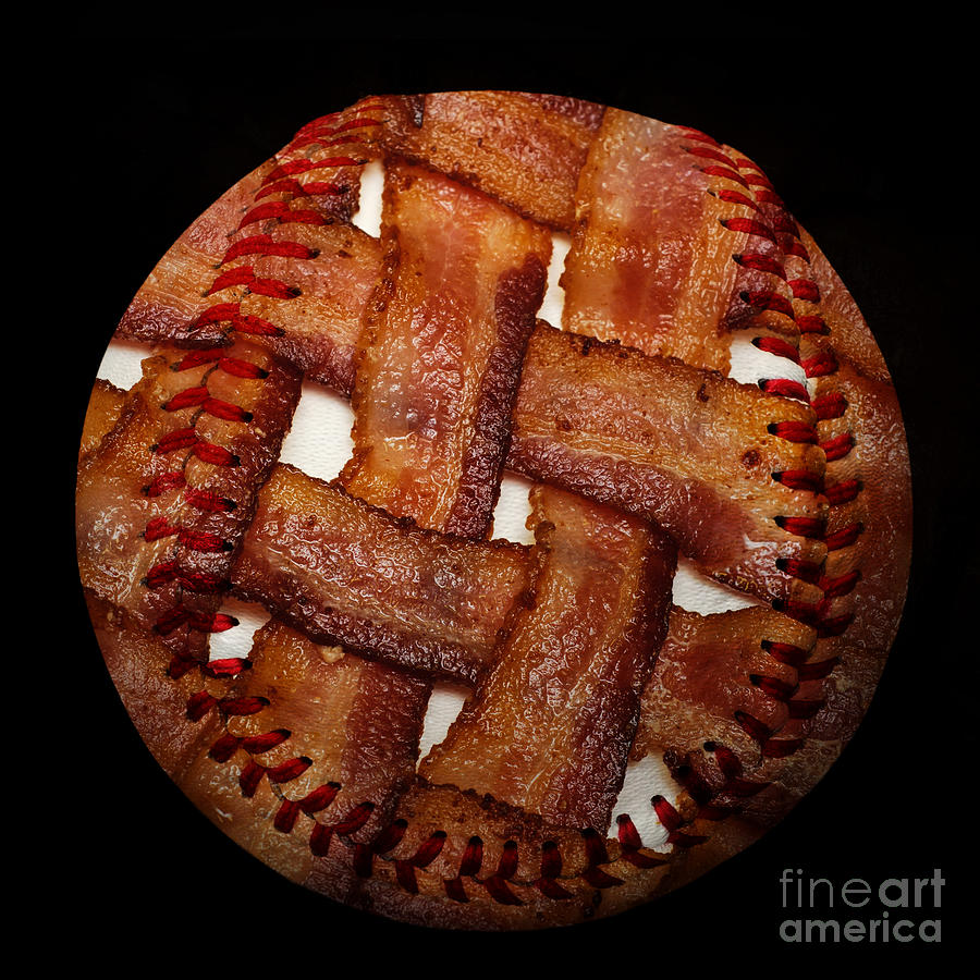 Bacon Weave Baseball Square Photograph by Andee Design