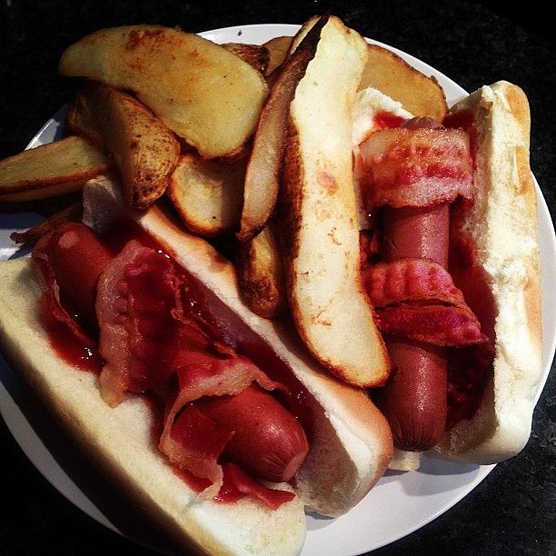 Instagrammer Photograph - Bacon Wrapped Hot Dogs! :) #food by Chuck Oliva