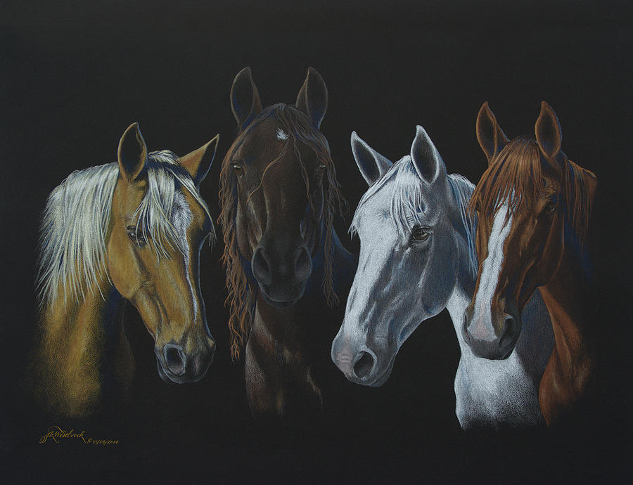 BAD BOYS of HORSEFEATHERS FARM Drawing by Jill Westbrook