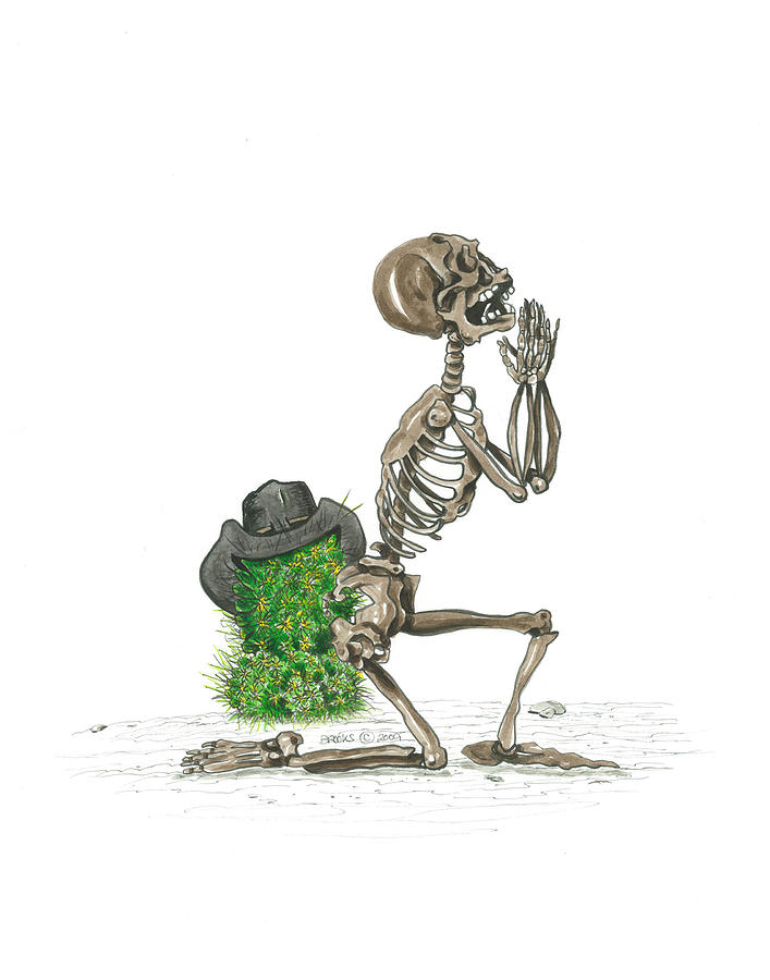 Skeleton Drawing - Bad Cowboy by Richard Brooks