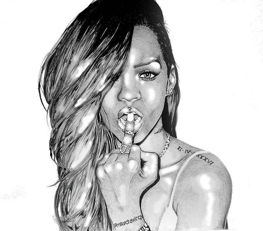 Bad gal Rihanna Drawing by Mike Sarda