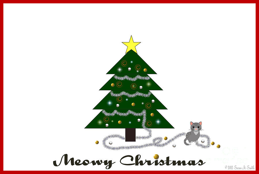 Christmas Digital Art - Bad Kitty Meowy Christmas by Susan Smith