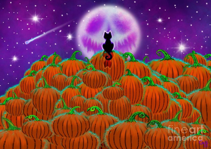 Halloween Painting - Bad Moon Black Cat by Nick Gustafson