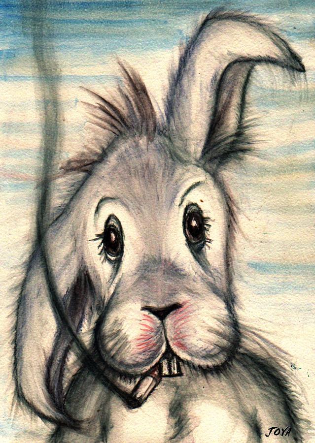 Rock Painting - Bad Rabbit by Jack Joya