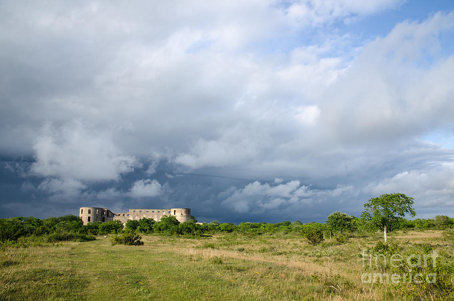 Castle Photograph - Bad weather is coming up at  a medieval castle ruin by Kennerth and Birgitta Kullman