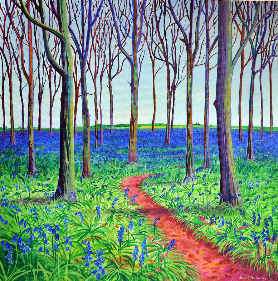Bluebells Painting - Badbury bluebells by Jane Tomlinson Bluebells Painting - Badbury bluebells by Jane Tomlinson