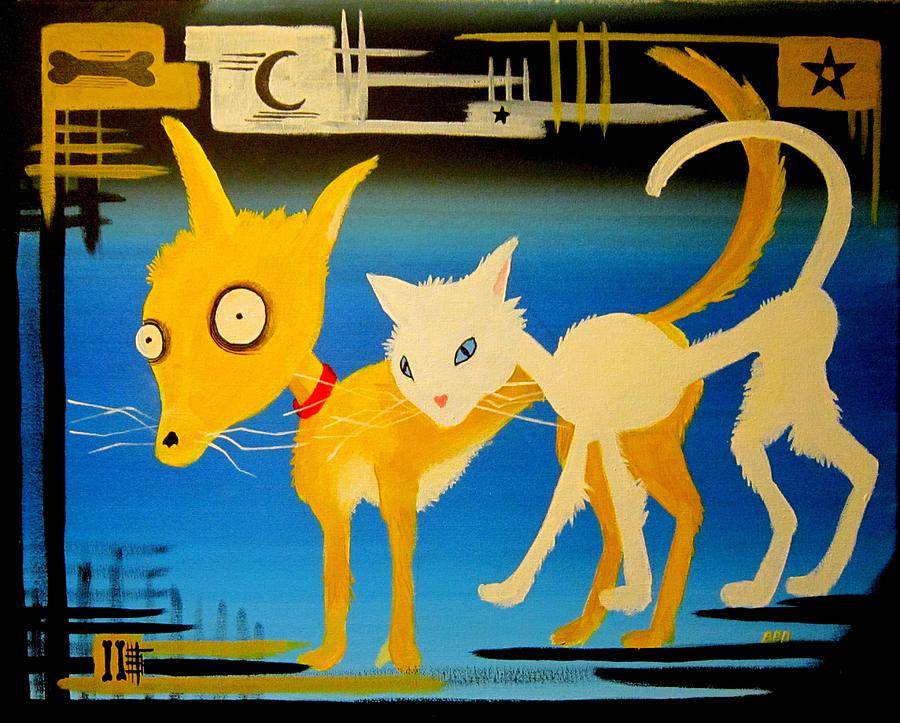 Badcatdog Painting by Robert Francis