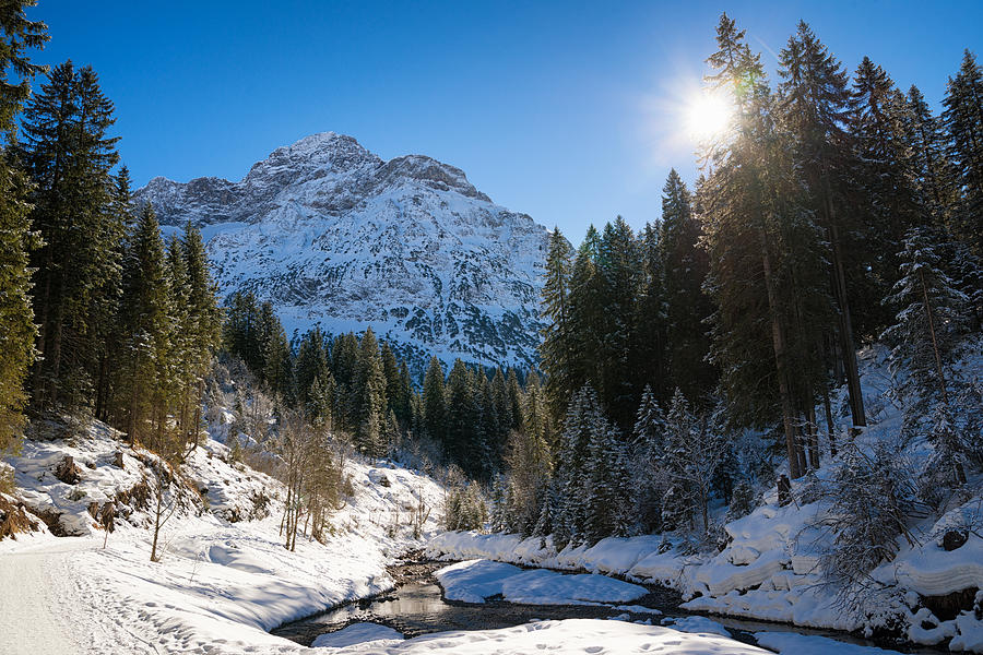 Winter Photograph - Baergunt valley in Kleinwalsertal Austria in winter by Matthias Hauser