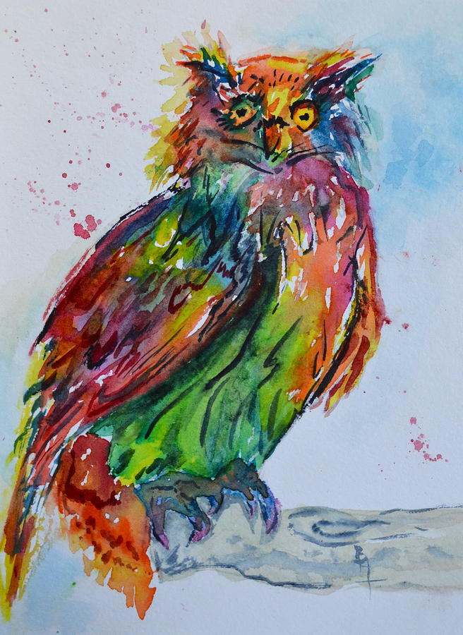 Baffled Owl Painting by Beverley Harper Tinsley